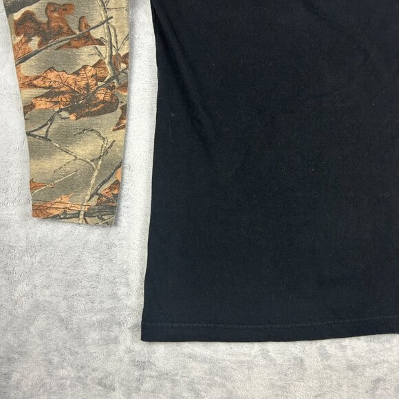 Trail Crest T Shirt Mens Large Black Camo Long Sleeve Outdoor Tee Woodland - Picture 11 of 14